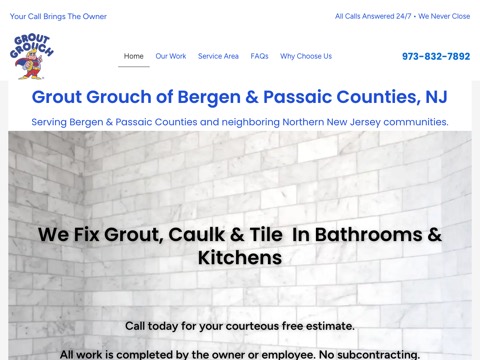 Screenshot of the Grout Grouch, Inc. website