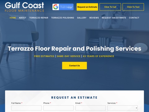 Screenshot of the Gulf Coast Floor Maintenance Inc. website
