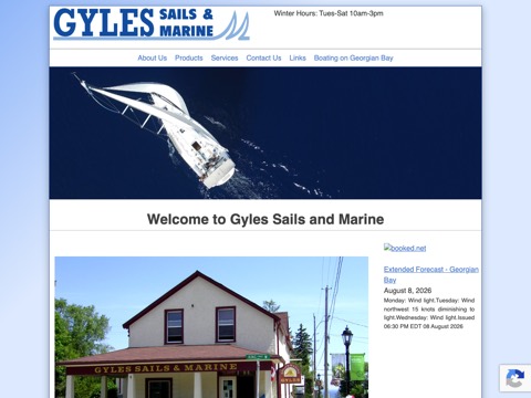 Screenshot of the Gyles Sails And Marine website