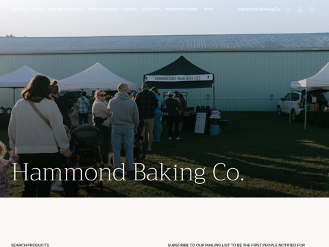 Screenshot of the Hammond baking co website