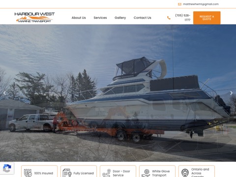 Screenshot of the Harbour West Marine Transport website