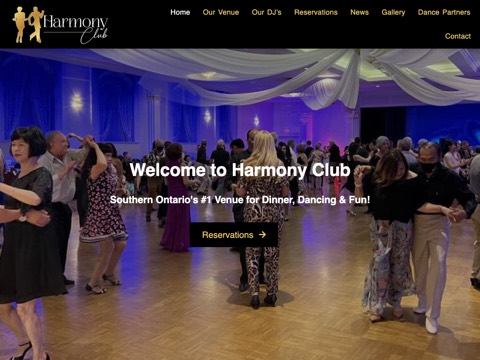 Screenshot of the Harmony Club website