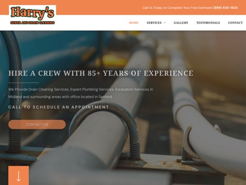 Screenshot of the Harry's Sewer Cleaning website