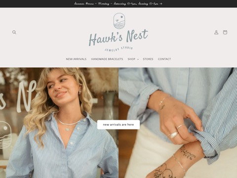 Screenshot of the Hawk's Nest Jewelry Studio website