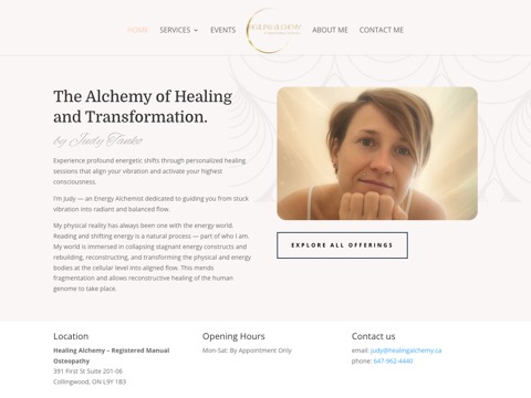 Screenshot of the Healing Alchemy website