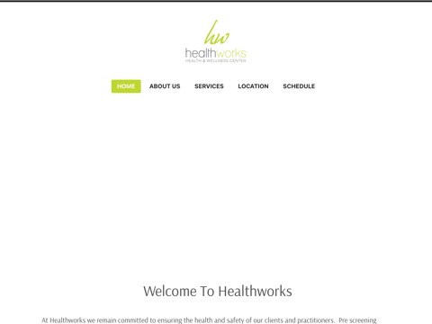 Screenshot of the Healthworks website
