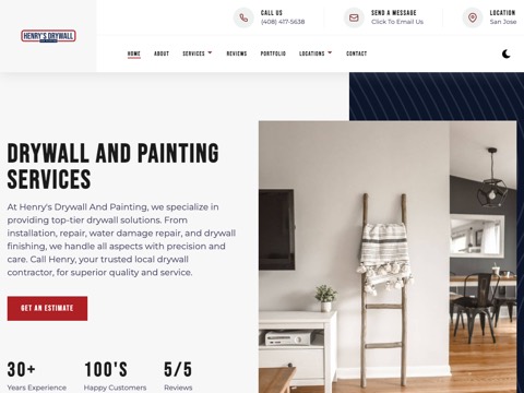 Screenshot of the Henry's Drywall and Painting Services website