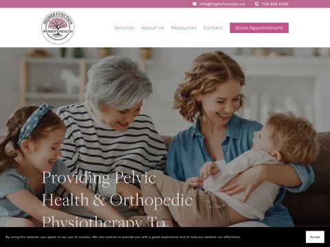 Screenshot of the Higher Function Women’s Health website