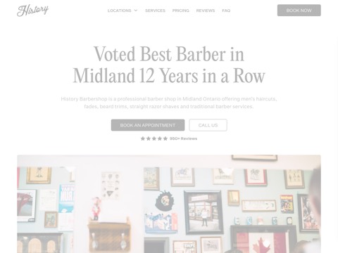 Screenshot of the History Barbershop Co website