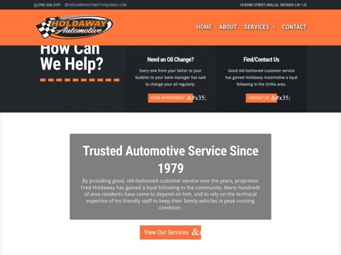 Screenshot of the Holdaway Automotive website