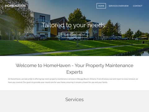 Screenshot of the HomeHaven website