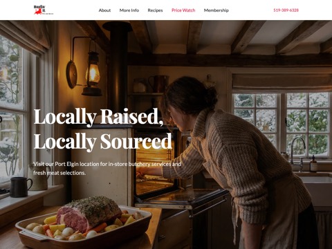Screenshot of the Hoof'nit Your Local Butcher website