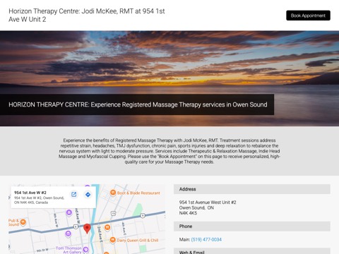 Screenshot of the Horizon Therapy Centre website