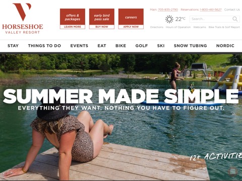 Screenshot of the Horseshoe Adventure Park website