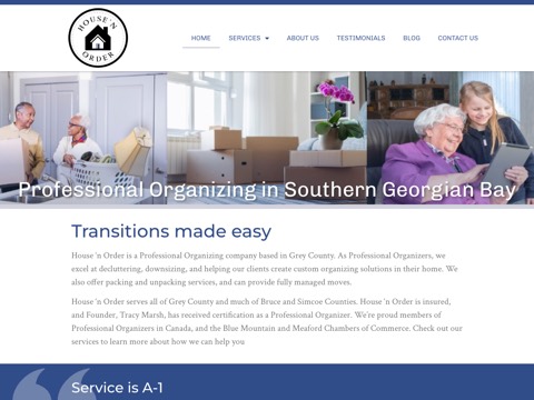 Screenshot of the House 'n Order website