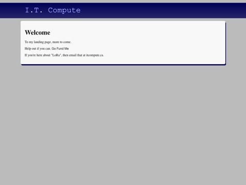 Screenshot of the I.T. Compute homepage, itcompute.ca, captured 2026-08-13, shown as the evidence for this review