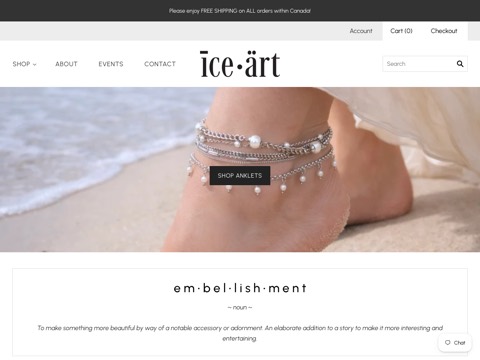 Screenshot of the Ice Art Shop homepage, iceartshop.com, captured 2026-08-19, shown as the evidence for this review