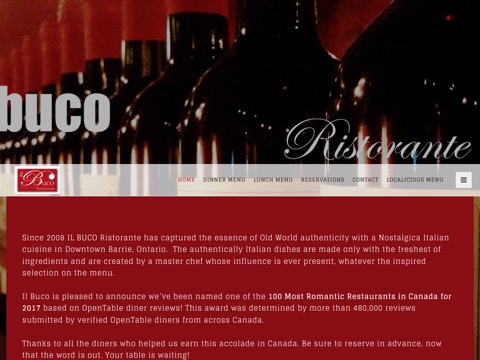 Screenshot of the Il Buco website