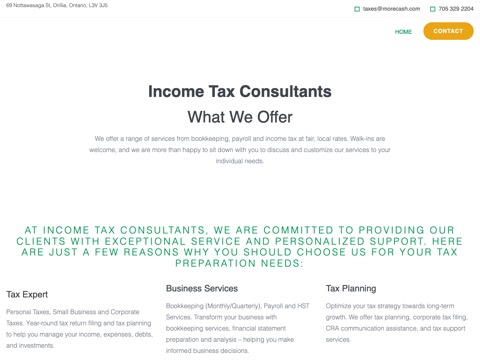 Screenshot of the Income Tax Consultants website