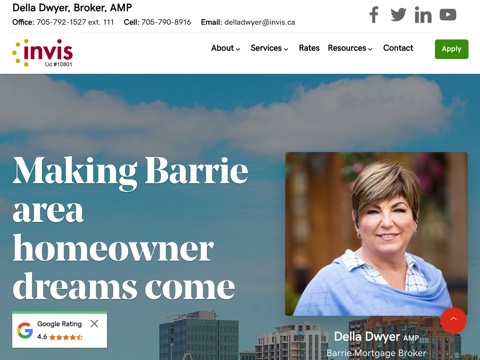 Screenshot of the Invis - Della Dwyer homepage, www.delladwyer.com, captured 2026-08-19, shown as the evidence for this review