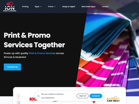 Screenshot of the ION PRINT & PROMO (formerly Gibson Digital Print) website