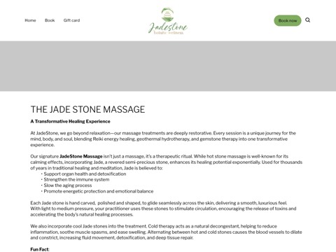 Screenshot of the JadeStone Holistic Wellness website