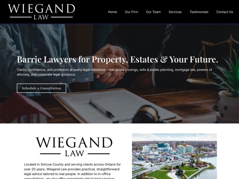 Screenshot of the James W Wiegand Lawyer website