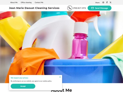 Screenshot of the Jean Marie Daoust Cleaning Services homepage, jean-marie-daoust-cleaning-services.ueniweb.com/?utm_campaign=gmb, captured 2026-08-19, shown as the evidence for this review