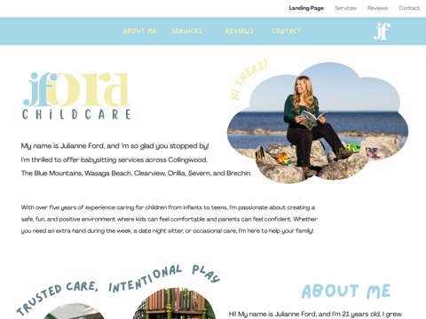 Screenshot of the JFord Childcare website