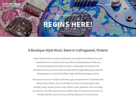 Screenshot of the Joe's Music (Now Blue Mountain Music) website