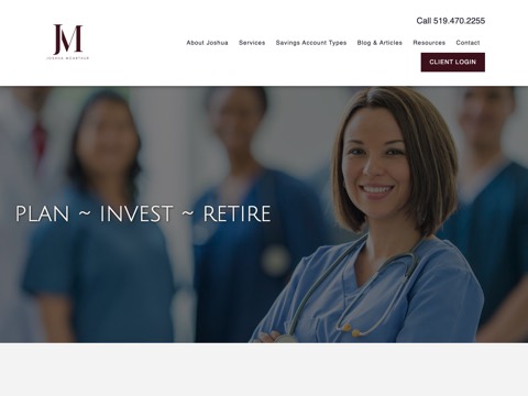Screenshot of the Joshua McArthur - Wealth Advisor homepage at joshuamcarthur.ca, captured 2026-08-19, shown as the evidence for the review on this page