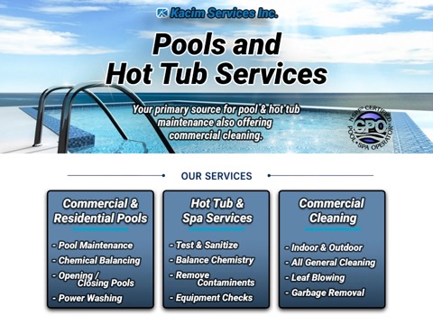 Screenshot of the Kacim Services Inc. homepage, kacimservices.com, captured 2026-08-13, shown as the evidence for this review