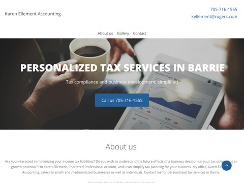 Screenshot of the Karen Ellement Accounting o/a KE Accounting Group website