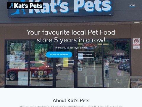 Screenshot of the Kats Pets homepage, katspets.ca, captured 2026-08-19, shown as the evidence for this review