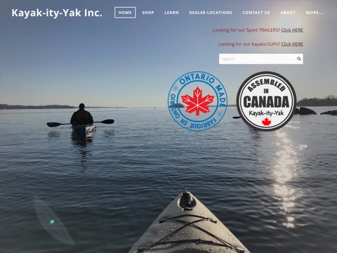 Screenshot of the Kayak-ity-Yak Inc. homepage at www.kayak-ity-yak.com, captured 2026-08-19, shown as the evidence for the review on this page