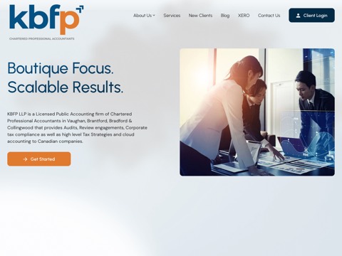 Screenshot of the KBFP Chartered Professional Accountants website