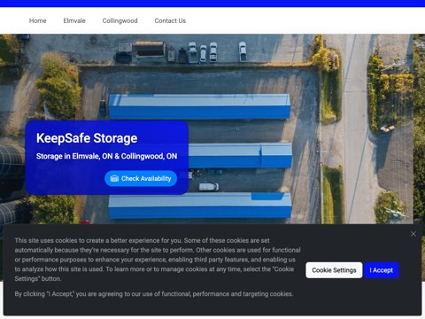 Screenshot of the KeepSafe Storage homepage, www.keepsafeselfstorage.ca, captured 2026-08-19, shown as the evidence for this review