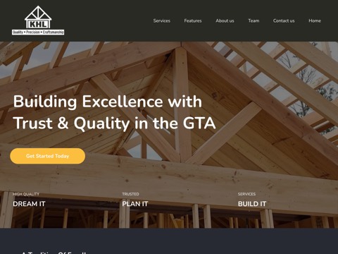 Screenshot of the KHL Framing INC website