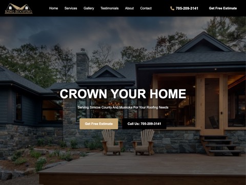 Screenshot of the King Roofing website