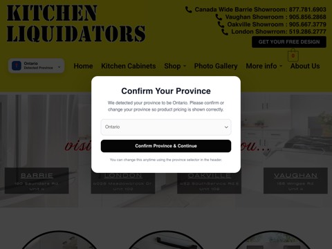 Screenshot of the Kitchen Liquidators website