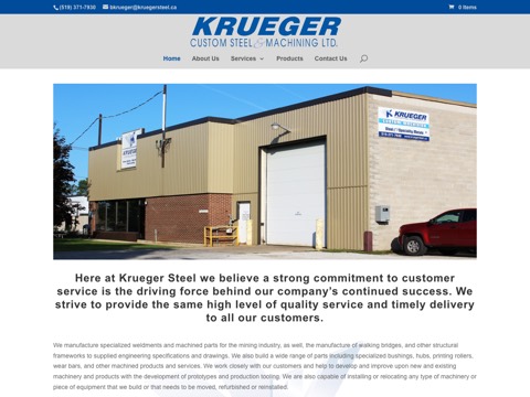 Screenshot of the Krueger Custom Steel & Manufacturing website