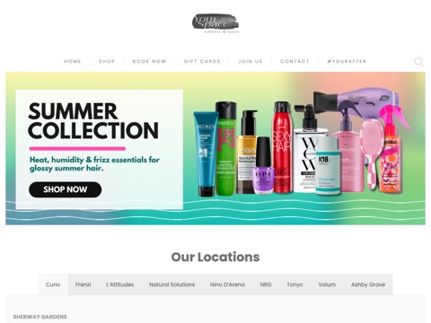 Screenshot of the L'Attitudes Salon & Spa homepage, yourspacesalons.ca, captured 2026-08-19, shown as the evidence for this review