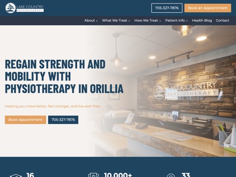 Screenshot of the Lake Country Physiotherapy website