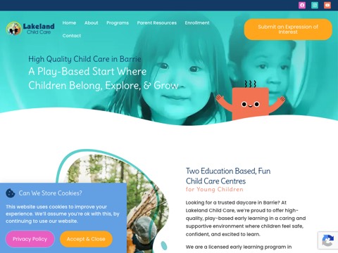 Screenshot of the Lakeland Childcare - Ferris Ln website
