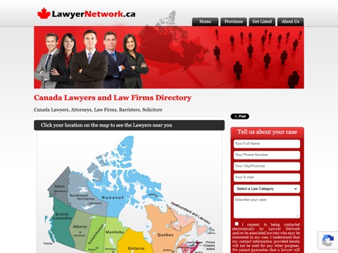 Screenshot of the Lawyer Network website