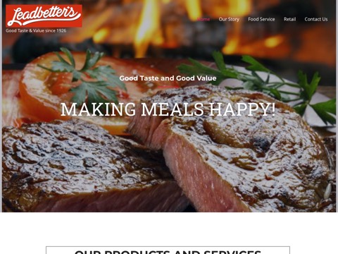 Screenshot of the Leadbetter Foods Inc website