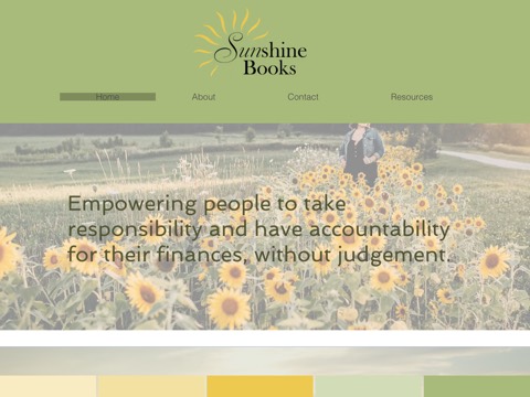 Screenshot of the Lewis Bookkeeping homepage, www.sunshinebooks.ca, captured 2026-08-19, shown as the evidence for this review