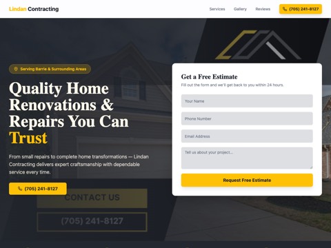 Screenshot of the Lindan Contracting website