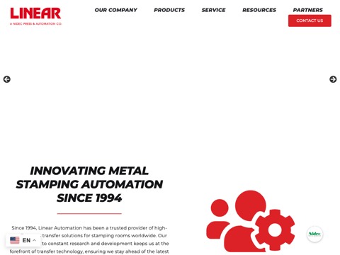 Screenshot of the Linear Automation Inc. website