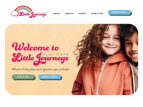 Screenshot of the Little Journeys Play Cafe website